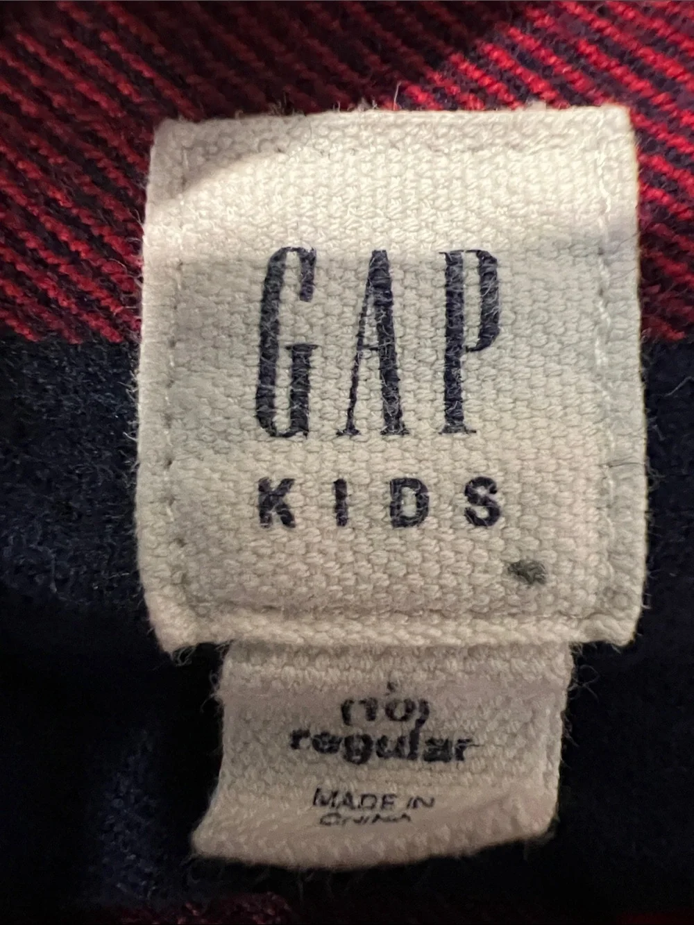 GAP Kids Classic Red and Navy Plaid Flannel Button-Down Shirt